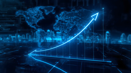 Startup business trend growth concept, improve development chart of company. Graph upward arrow grow up