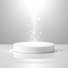 White circular podium with light effect