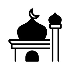 Vector solid black icon for Mosque
