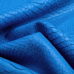 Close-up of vibrant blue, textured leather.  Scales create a rippled surface