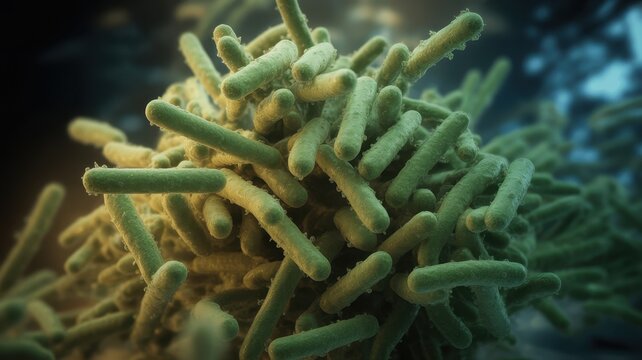 Microscopic view of rod-shaped bacteria or bacilli cluster image - Powered by Adobe