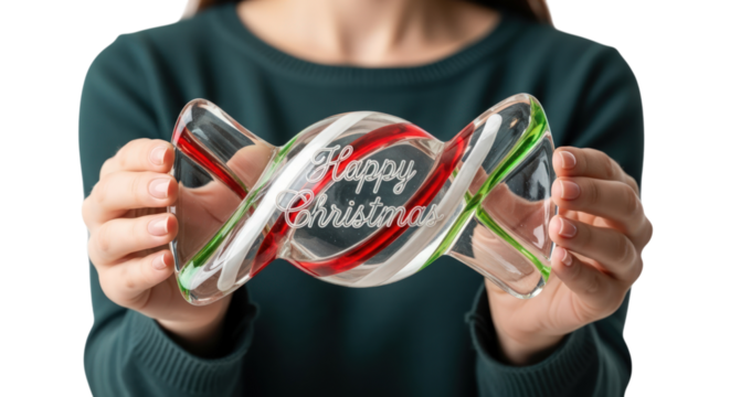 Festive Christmas candy held gently brings holiday cheer and sweetness. - Powered by Adobe
