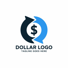 Minimalist Finance Logo Design: Dollar Symbol with Circular Arrows