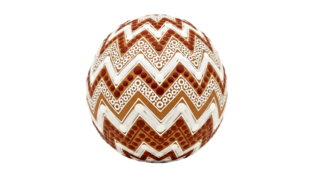 Ornate decorated easter egg with zigzag pattern isolated on transparent background, png