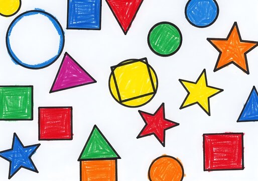 Vivid geometry playground of forms, kid friendly shapes learning concept