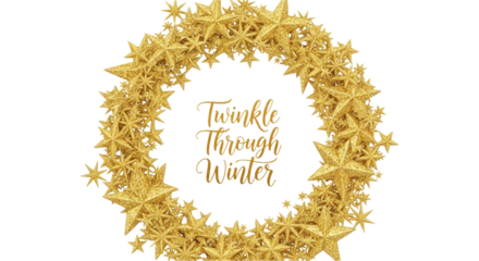 Golden stars twinkle through the winter holiday season design element.