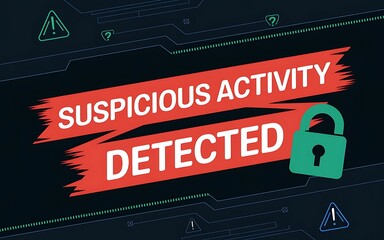 Cyber Alert Banner Showing Suspicious Activity Detected Warning Background