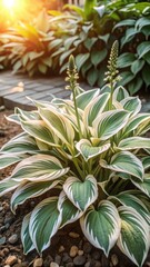Fototapeta premium Summers Sweet Abode Hostas Bloom in a June Garden Oasis