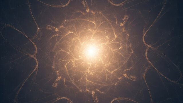 Glowing, swirling energy emanating from the center, golden hues against a dark background - Powered by Adobe
