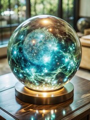 A mesmerizing orb of radiant blue energy encircles a darkened sphere in an otherworldly display of cosmic wonder