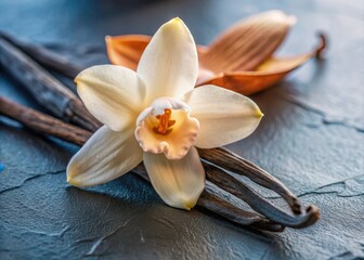 A delicate floral decoration is revealed in the simple elegance of a vanilla stick