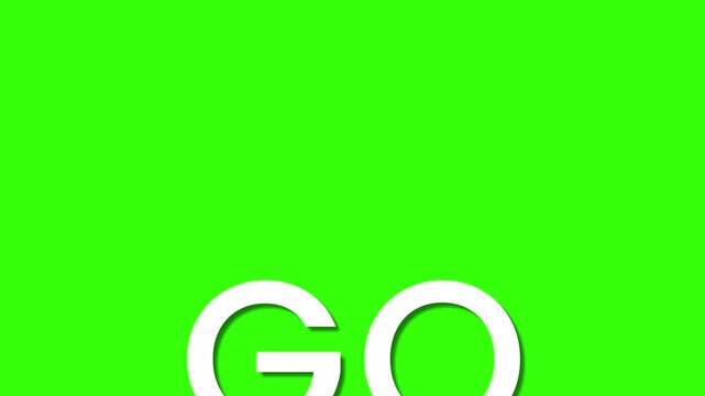 321 go countdown text animation on green screen, 321 go counting text animated with alpha channel.