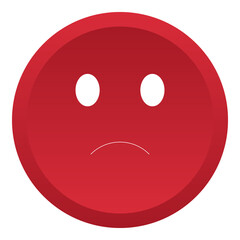 Fototapeta premium A simple red circular icon displaying a sad face, representing a negative action, error state, or unsubscribe feedback. It’s minimalistic and ideal for UI warnings or emotional indicators.