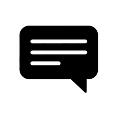 Black speech bubble icon with three horizontal lines