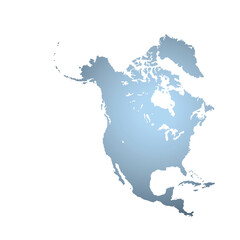 Map of North America, sign silhouette. World Map Globe. Vector Illustration isolated on white background. American continent.