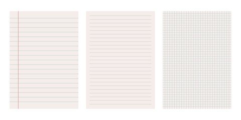 Set of blank sheets notebooks mockup icon in flat style. Paper line, square grid notebook vector illustration on isolated background. Booklet sign business concept.