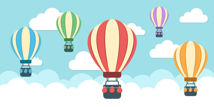 Hot air balloon in flat style. Flying transport ballon vector illustration on isolated background. Travel ball sign business concept.