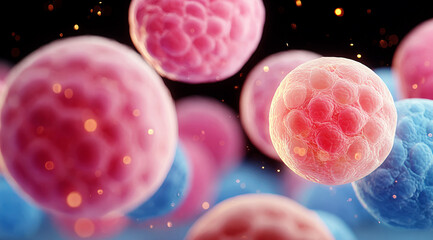 Close-up view of colorful microscopic cells for scientific study