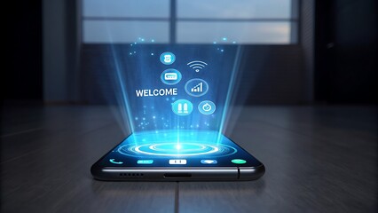 Experience the future with this modern smartphone and its innovative holographic interface