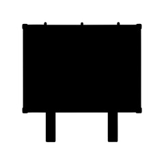 Obraz premium Black silhouette of a billboard sign with posts isolated on white