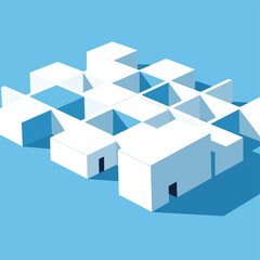 White and Blue Isometric Geometric Cubes Abstract Architectural Vector Illustration Background