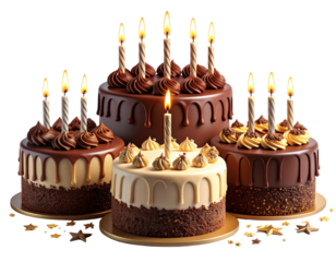 Chocolate & Vanilla Birthday Cake Duo with Candlelight Glow
