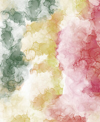 Red, yellow, and green alcohol ink watercolor with marble  texture background for Christmas