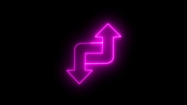abstract neon line up down arrow icon animation. Successful organization strategy and management. Quality control and company cost reduction.