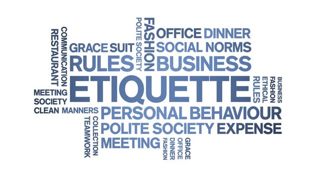 Etiquette animated word cloud-text design animation tag kinetic typography seamless loop.