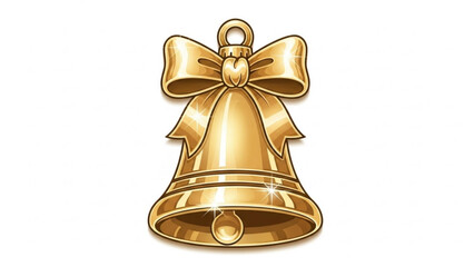 A gleaming golden bell adorned with a festive ribbon bow symbolizing celebration holidays and joyful occasions with a bright sparkling appearance