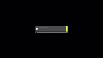 Minimalist video player interface on a black background with progress bar.
