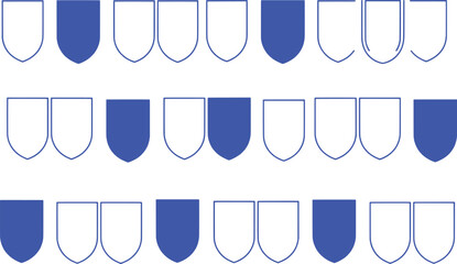 A Collection of Blue and White Shield Shapes Arranged in Rows