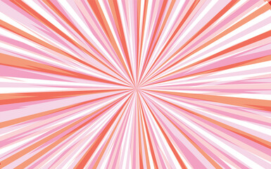Pop art radial colorful comics book magazine cover. Striped pink digital background. Cartoon funny retro pattern strip mock up. Vector halftone illustration. Sunburst, starburst shape.