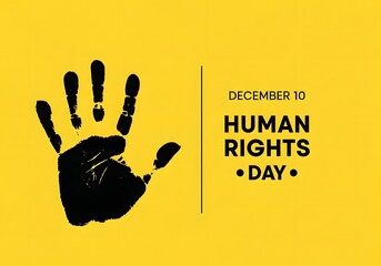 Human Rights Day, International Human Rights Day, Human rights awareness, Human rights background, Human Rights Day symbol with the handprint symbol and the yellow background.