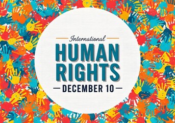 Human Rights Day, International Human Rights Day, Human rights awareness, Human rights background, Human rights day poster in colorful hand print pattern to raise awareness 