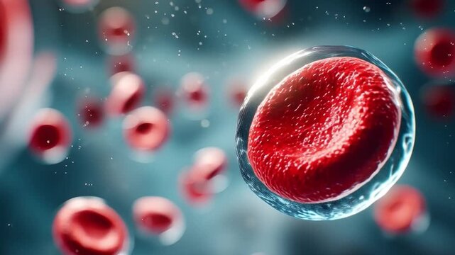 Close-Up View of Red Blood Cells in Scientific Background
