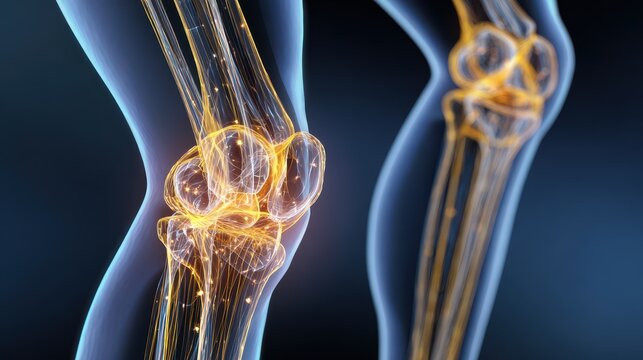 Visual representation of bones and joint structure highlighting the absorption of vitamins and minerals like calcium, zinc, and magnesium for better health and mobility