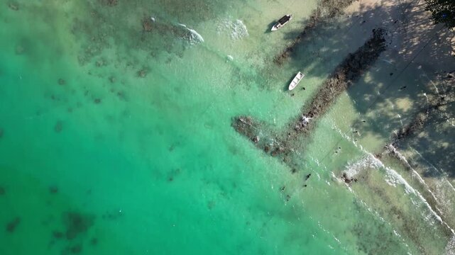 Weh Island, Pulau Weh, sea and beach aerial landscape in Aceh, Indonesia. Ocean landscape for snorkeling and scuba diving.
