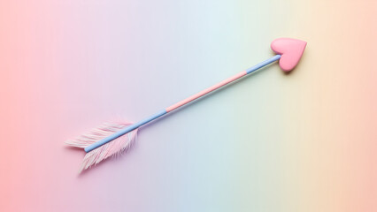 Heart-shaped arrow on pastel gradient background representing Valentine's Day  