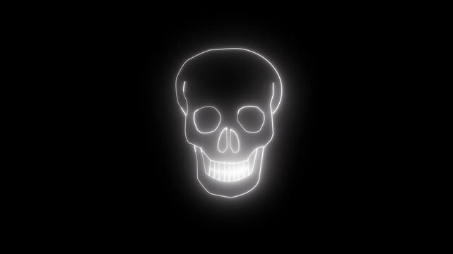 Abstract glowing bright skeleton icon animation on black background.Background &ndash; Horror Warning Toxic Symbol HD video. 
