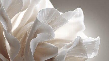 Obraz premium Elegant close-up of a delicate fabric in soft, flowing folds. The fabric is light and airy, creating a sense of movement and grace Cloud Dancer color