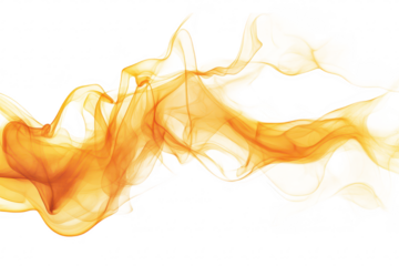 Abstract orange smoke flowing gracefully across a white background. creating a sense of movement and fluidity. ideal for use in design projects or artistic compositions