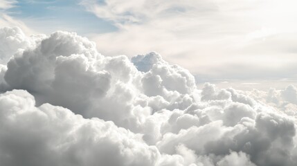 View of fluffy clouds filling the sky and creating a fabulous landscape. Cloud Dancer Color