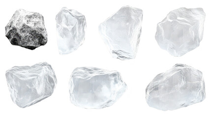 Obraz premium A collection of variously shaped and textured rocks. their natural forms and colors. set against a clean. white background. suitable for educational or decorative use