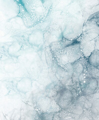Blue grey abstract alcohol ink watercolor with marble  texture background