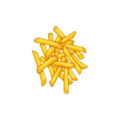Pile of Crispy French Fries Isolated on Black Background Illustration