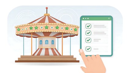 Obraz premium Checking off your bucket list items, making plans, ready for fun carousel ride today