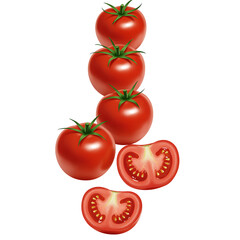Fresh red tomatoes on black background healthy eating concept still life