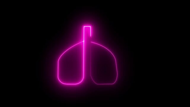Lungs Human Internal Organ Isolated black Background With Gradient Mesh . neon human Lung and kidney icon animation