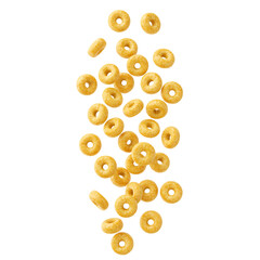 Crispy Rings Cereal Piled High on Black Background Texture